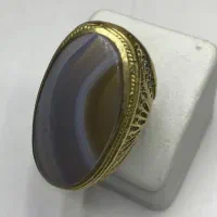 انگشتر برنجی نگین عقیق اصل معدنی