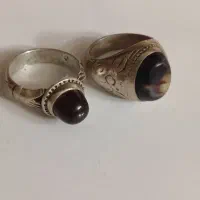 دو انگشتر نقره عقیق کهنه
