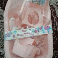 سرویس حمام نوزاد رنگ صورتی نو نو ۷ تیکه