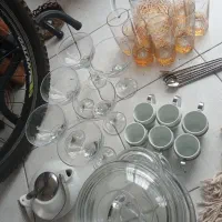پارچ و لیوان فنجان قابلمه شیشه ای و بشقاب فرانسوی