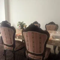 مبلمان و میزنهار خوری چوب گردو نو و استفاده نشده