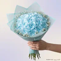 دسته گل روبانی آبی آسمانی،قابلیت شستشو ارسال سراسر