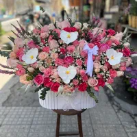 باکس گل طبیعی و سبد گل مصنوعی به سلیقه دلخواه