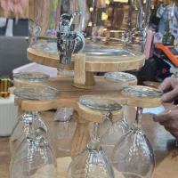 کلمن پذیرایی بلور و چوب با قابلیت چرخش۳۶۰