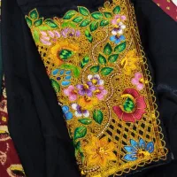 شلوار چرخی با دورگیری گلابتون و مهره دوزی