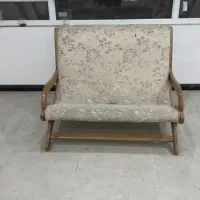 مبلمان ۷ نفره چوب و پارچه کرم قهوه ای رنگ