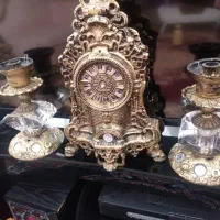 ست شمعدان و ساعت طرح برنز
