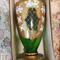 یک جفت گلدان  کاپ اگرمن سبز رنگ طلا کوب