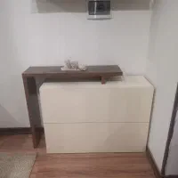 دو عدد جا کفشی ام دی اف سفید وکرم