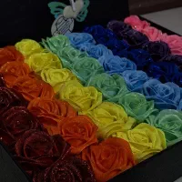 باکس گل روبانی رنگین کمانی