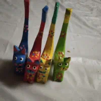 گربه 4تایی رنگی چوبی