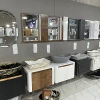 کابین روشویی پی وی سی آینه LED لمسی آینه باکس