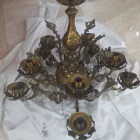 لوستر برنجی و ساعت