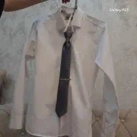 پیراهن مجلسی و کراوات طوسی پسرانه