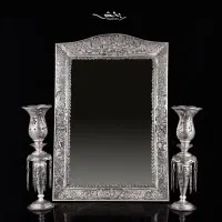 آینه و شمعدان نقره و نقره دست دو