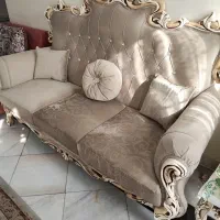 مبل استیل ۷نفره با ناهار خوری کرم رنگ