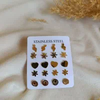 گوشواره استیل پک ۱۰ عددی ،جفتی فقط ۳۵ تومن