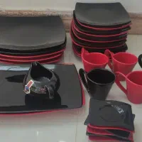 سرویس 6 نفره کامل قرمز مشکی