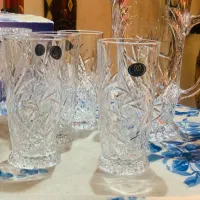پارچ و 6 لیوان کریستال  اصل ژاپن شناسنامدار