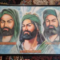 تابلوی چاپی مذهبی امام حسین، امام علی، و حضرت عباس