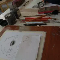 نقاشی سیاه قلم چهره(قلم طلایی)