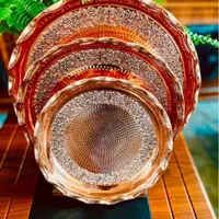 سینی و پیش دستی و پیاله سیاه قلم نانو شده گلسرخی