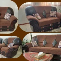 فروش مبلمان ۷ نفره چرم و چوب