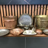 بشقاب مسی،سیلور پلیت ،ظروف نوربلین،سطل برنجی