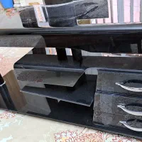 زیر تلوزیون شیشه ای سه کشویی مشکی طرح جدید