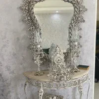 کنسول و آینه  با شمعدان و ساعت