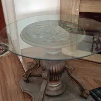 میز گردچوب+گلدان