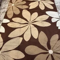 فرش ۹‌متری کرم قهوه ای طرح گل