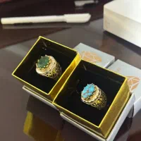 انگشتر نقره فیروزه زمرد کلکسیونی