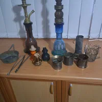 قلیان برنجی و چوبی