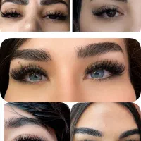 ۳نفر مدل اکستنشن مژه و لیفت مژه ابرو