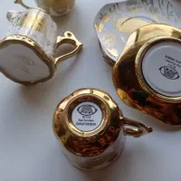 سرویس قهوه خوری چهار نفره ی تمام آبکاری طلا