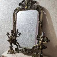 آینه و شمعدان برنز (اصل)