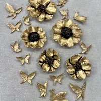 ست دیوارکوب گل و پروانه طلایی
