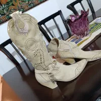 پوتین زنانه عتیقه چرم ایتالیایی .