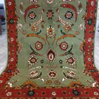 سه متری طرح قشقایی سبز افشون پشم طبیعی
