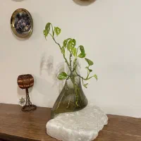 گلدان شیشه و سنگ نمک طبیعی