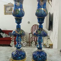 یک جفت شمعدان شاه عباسی طلا کوب اصل کاملا نو