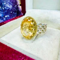 انگشتر فوق کلکسیونی سنگ سیترین کوارتز جواهری رولکس