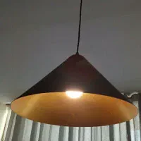 سه عدد لوستر کافه ای مشکی داخل طلایی