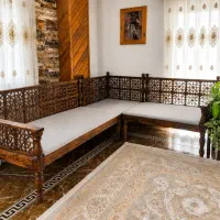 ست تخت سنتی ال‌شکل گره‌چینی دست‌ساز + میز وسط
