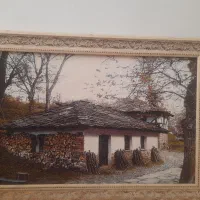 دو عدد تابلو فرش کلبه و سبد گل ماشینی