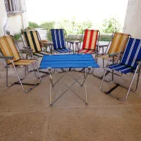 فروش۶ صندلی و میز تاشو ۹ فنره مناسب پیک نیک و ویلا