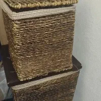 ۲عدد باکس سبد حصیری نشیمنی جالباسی