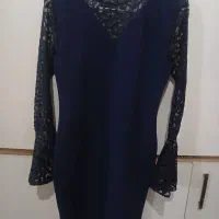 لباس مجلسی استین گیپور رنگ سورمه ای
