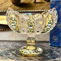 ظروف کشکول کریستال میوه شیرینی خوری طلاکوب بوهمیا